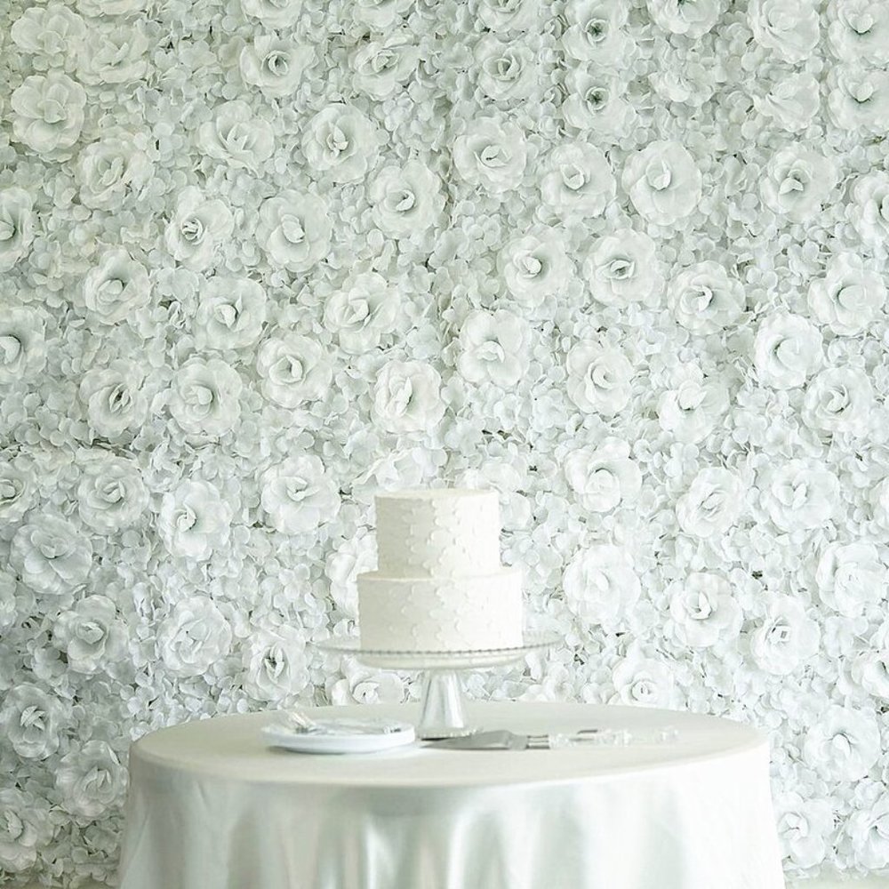 3D Silk Rose and Hydrangea Wall Panel